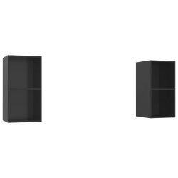 Meubles TV muraux 2 pcs Noir brillant Bois d'ingénierie 