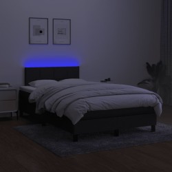 Sommier à lattes de lit matelas et LED noir 120x190 cm tissu 