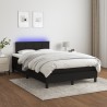 Sommier à lattes de lit matelas et LED noir 120x190 cm tissu 