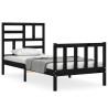 Cadre de lit sans matelas noir 90x200 cm bois de pin massif 