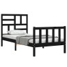 Cadre de lit sans matelas noir 90x200 cm bois de pin massif 