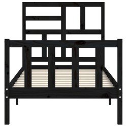 Cadre de lit sans matelas noir 90x200 cm bois de pin massif 