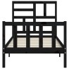 Cadre de lit sans matelas noir 90x200 cm bois de pin massif 