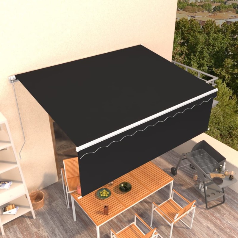 Auvent manuel rétractable avec store 4x3 m Anthracite 
