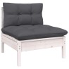 Salon de jardin 5 pcs avec coussins blanc bois de pin 