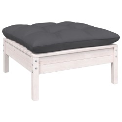 Salon de jardin 5 pcs avec coussins blanc bois de pin 