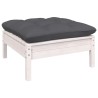 Salon de jardin 5 pcs avec coussins blanc bois de pin 