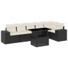 Salon de jardin 7 pcs avec coussins noir résine tressée 