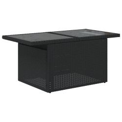 Salon de jardin 7 pcs avec coussins noir résine tressée 