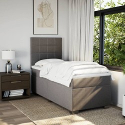 Sommier à lattes de lit avec matelas Taupe 90x200 cm Tissu 