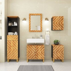 Ensemble d'armoires de bain 5 pcs marron noir bois de manguier 