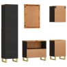 Ensemble d'armoires de bain 5 pcs marron noir bois de manguier 