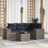 Salon de jardin 5 pcs avec coussins gris résine tressée 