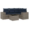 Salon de jardin 5 pcs avec coussins gris résine tressée 