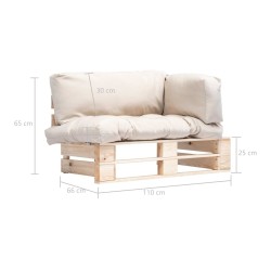 Canapé de jardin palette avec coussins sable Pinède 
