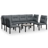 Salon de jardin 7 pcs noir et gris résine tressée 