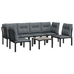 Salon de jardin 7 pcs noir et gris résine tressée 