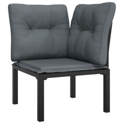 Salon de jardin 7 pcs noir et gris résine tressée 