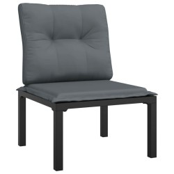 Salon de jardin 7 pcs noir et gris résine tressée 