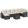 Salon de jardin 8 pcs avec coussins noir résine tressée 