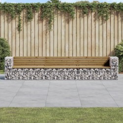 Banc de jardin design gabion 347x71x65,5cm bois de pin imprégné 