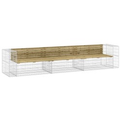 Banc de jardin design gabion 347x71x65,5cm bois de pin imprégné 