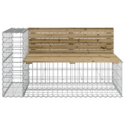 Banc de jardin design gabion 347x71x65,5cm bois de pin imprégné 