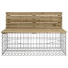 Banc de jardin design gabion 347x71x65,5cm bois de pin imprégné 