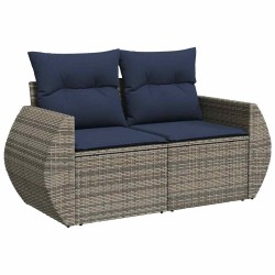 Salon de jardin 5 pcs avec coussins gris résine tressée 