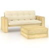 Salon de jardin 2 pcs avec coussins bois de pin imprégné 