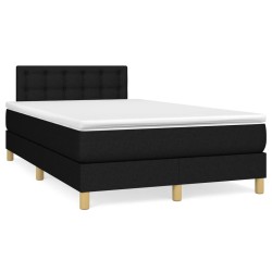 Sommier à lattes de lit avec matelas noir 120x190 cm tissu 