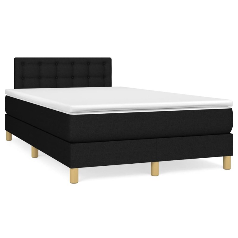 Sommier à lattes de lit avec matelas noir 120x190 cm tissu 