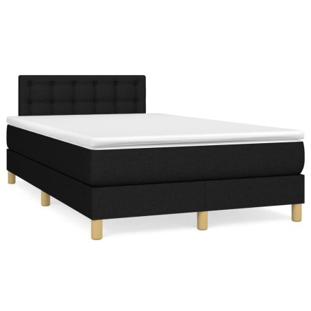 Sommier à lattes de lit avec matelas noir 120x190 cm tissu 
