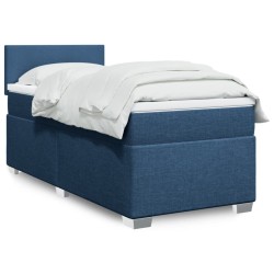 Sommier à lattes de lit avec matelas Bleu 90x190 cm Tissu 