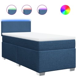 Sommier à lattes de lit avec matelas Bleu 90x190 cm Tissu 