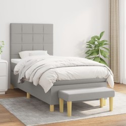 Sommier à lattes de lit avec matelas Gris clair 100x200cm Tissu 