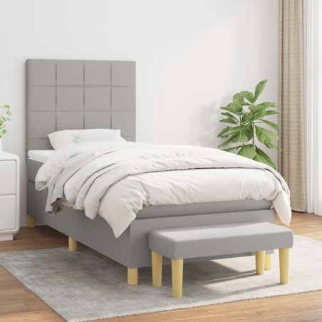 Sommier à lattes de lit avec matelas Gris clair 100x200cm Tissu 