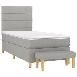 Sommier à lattes de lit avec matelas Gris clair 100x200cm Tissu 