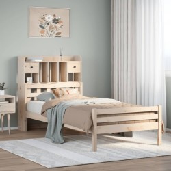 Lit bibliothèque sans matelas 75x190 cm bois de pin massif 