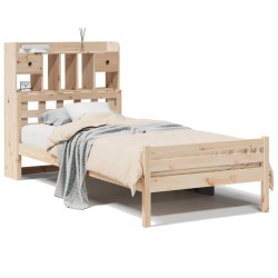 Lit bibliothèque sans matelas 75x190 cm bois de pin massif 