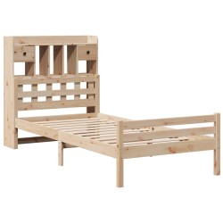 Lit bibliothèque sans matelas 75x190 cm bois de pin massif 