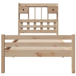 Lit bibliothèque sans matelas 75x190 cm bois de pin massif 