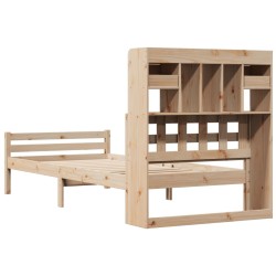 Lit bibliothèque sans matelas 75x190 cm bois de pin massif 