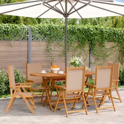 Chaises inclinables de jardin lot de 6 taupe tissu bois massif 