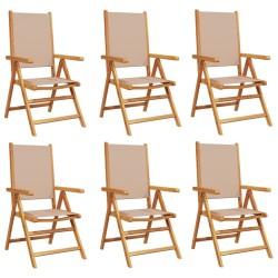 Chaises inclinables de jardin lot de 6 taupe tissu bois massif 
