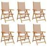 Chaises inclinables de jardin lot de 6 taupe tissu bois massif 
