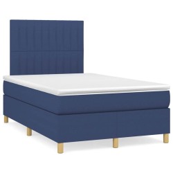 Sommier à lattes de lit avec matelas bleu 120x190 cm tissu 