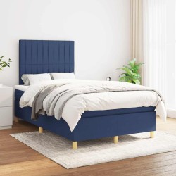 Sommier à lattes de lit avec matelas bleu 120x190 cm tissu 