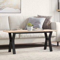 Table basse cadre en Y 110x40x45 cm bois de pin massif et acier 