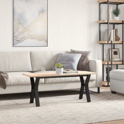 Table basse cadre en Y 110x40x45 cm bois de pin massif et acier 